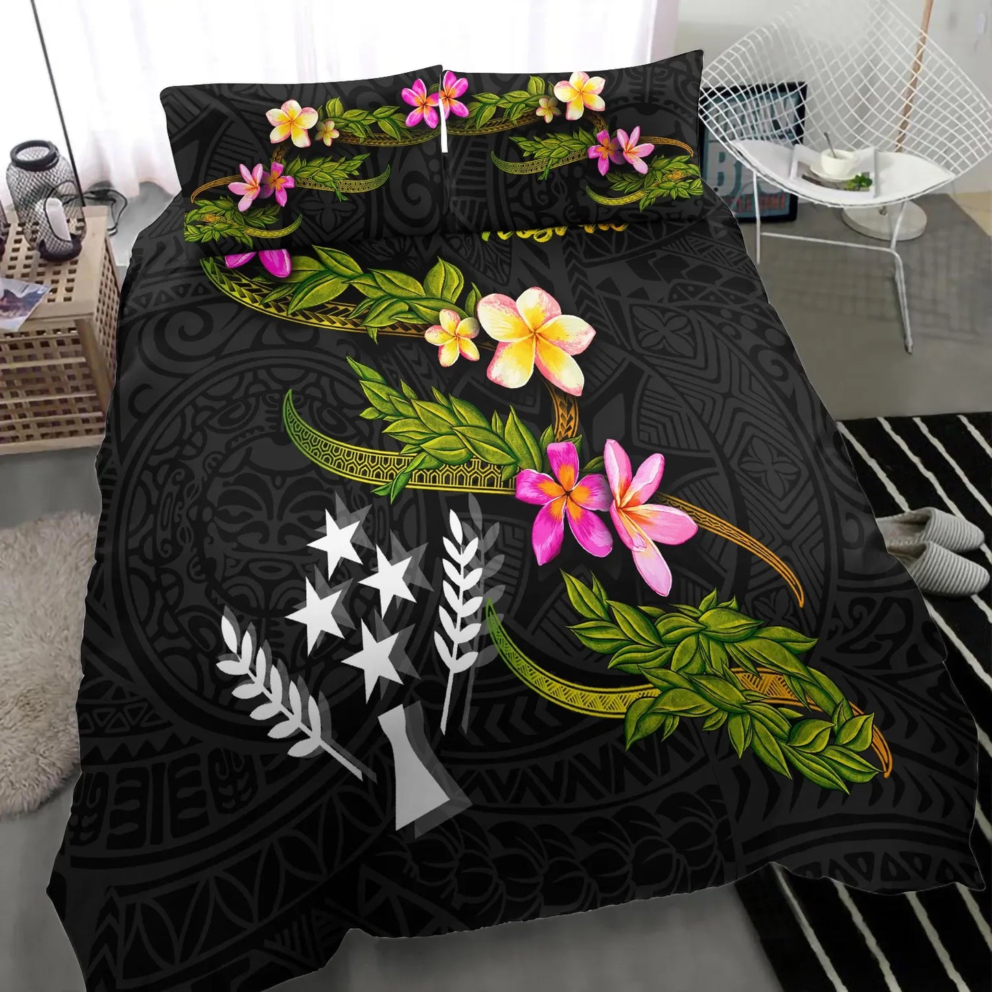 Kosrae Polynesian Bedding Set - Plumeria Tribal
