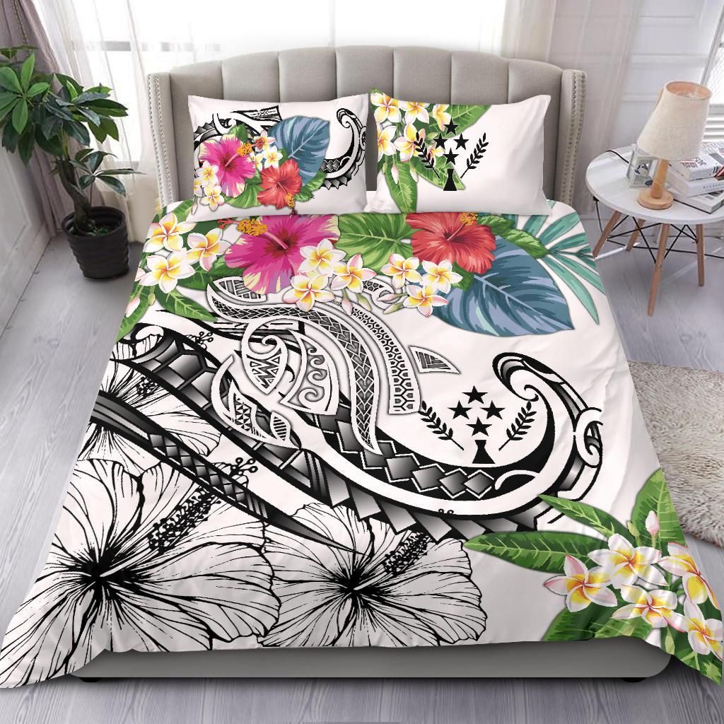 Kosrae Polynesian Bedding Set - Summer Plumeria (White)