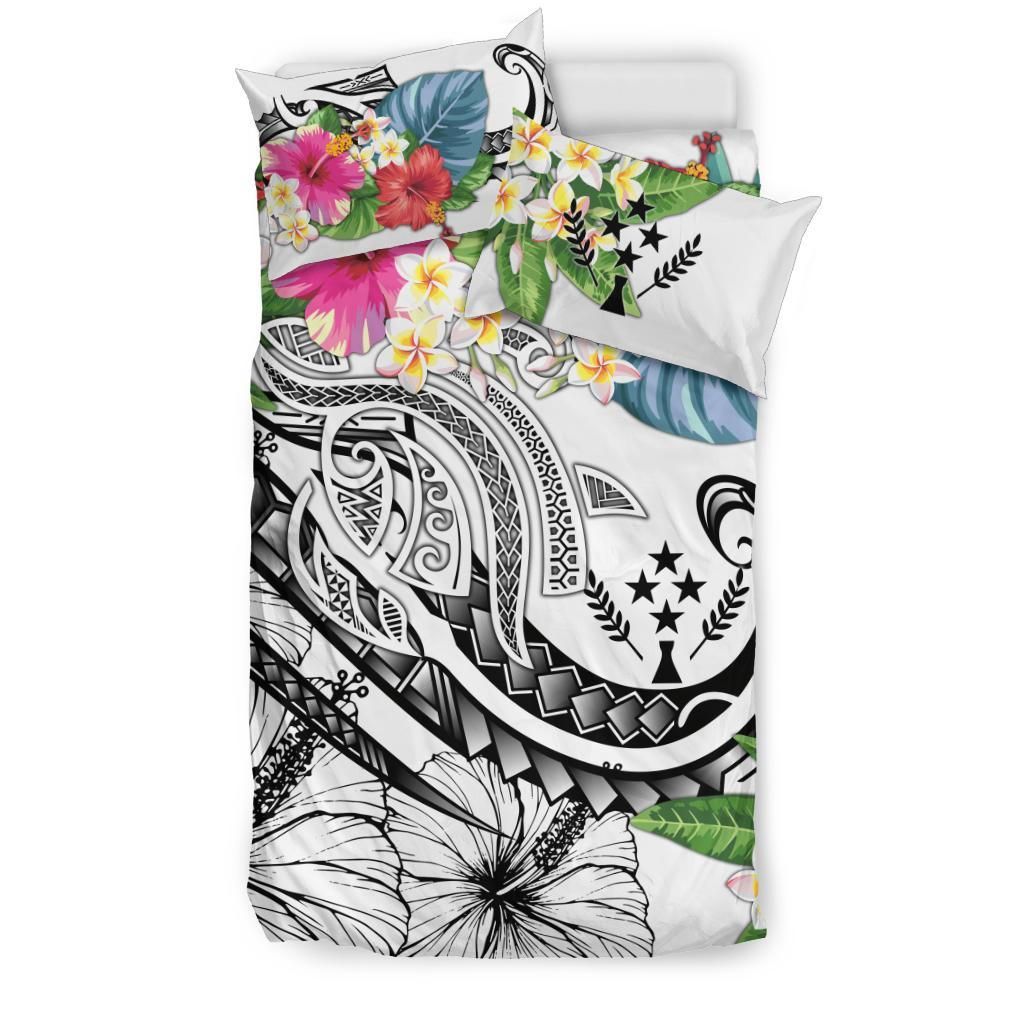 Kosrae Polynesian Bedding Set - Summer Plumeria (White)