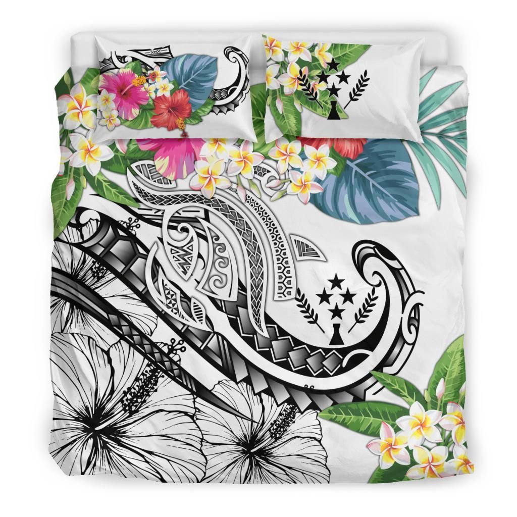Kosrae Polynesian Bedding Set - Summer Plumeria (White)