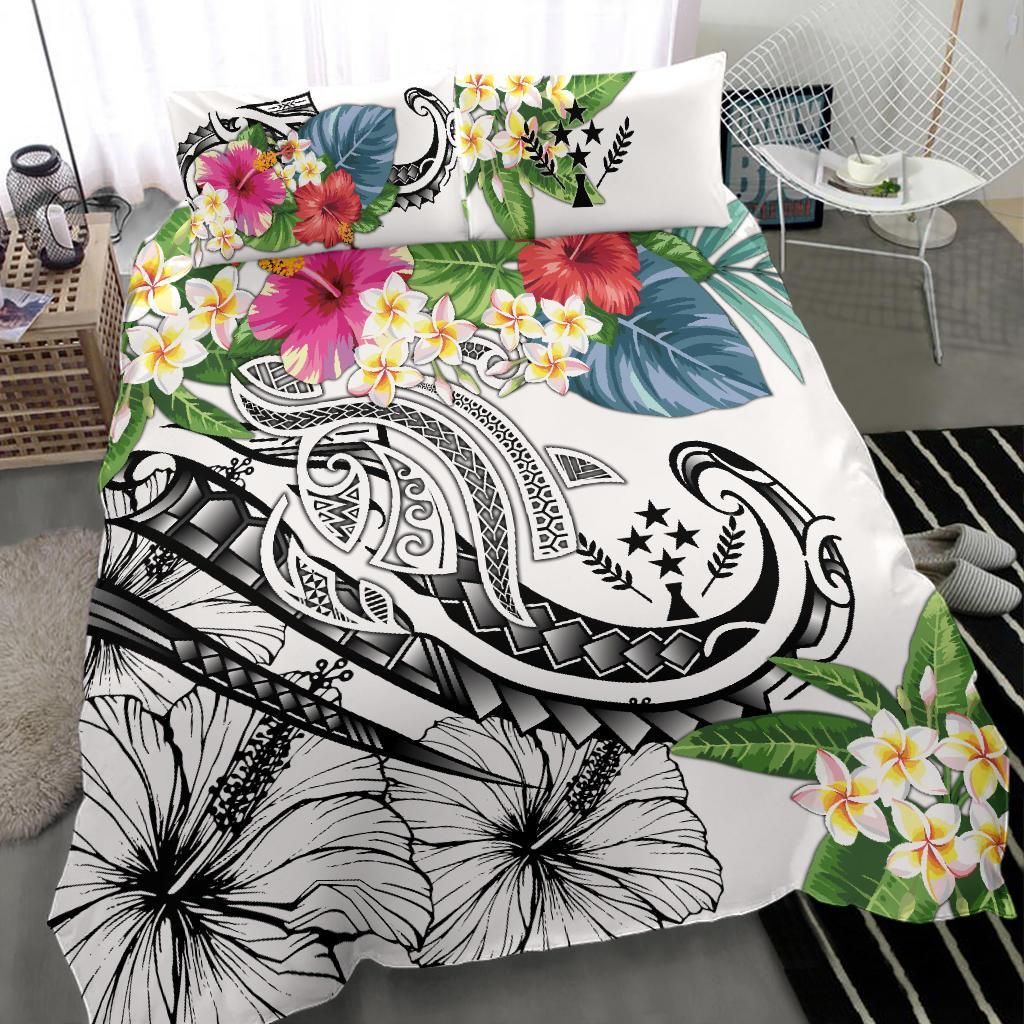 Kosrae Polynesian Bedding Set - Summer Plumeria (White)