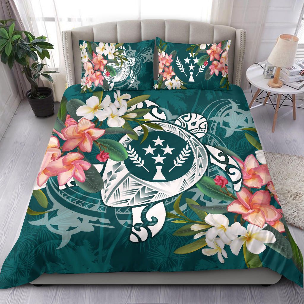 Kosrae Polynesian Bedding Set - Turtle With Plumeria