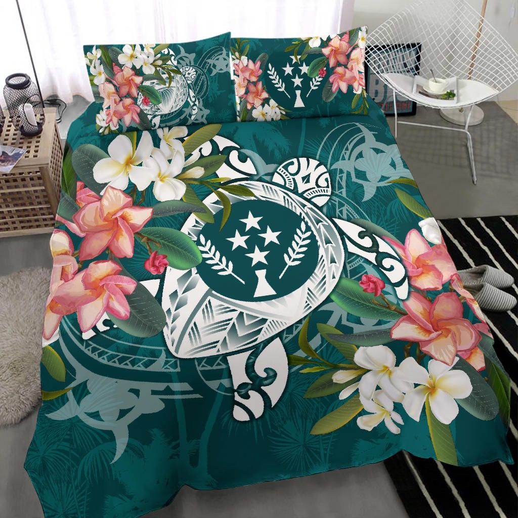 Kosrae Polynesian Bedding Set - Turtle With Plumeria