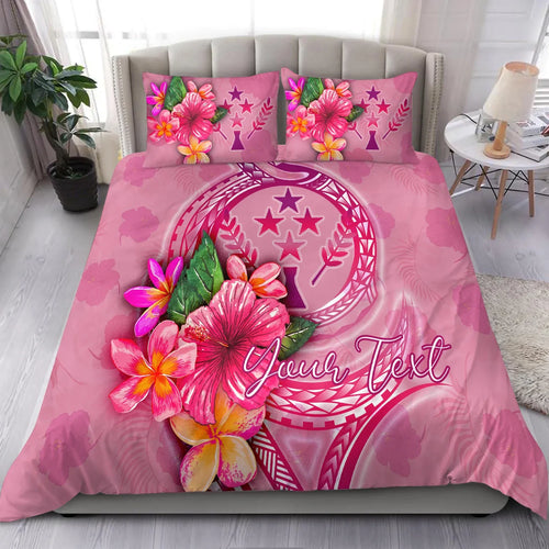 Kosrae Polynesian Custom Personalised Bedding Set - Floral With Seal Pink