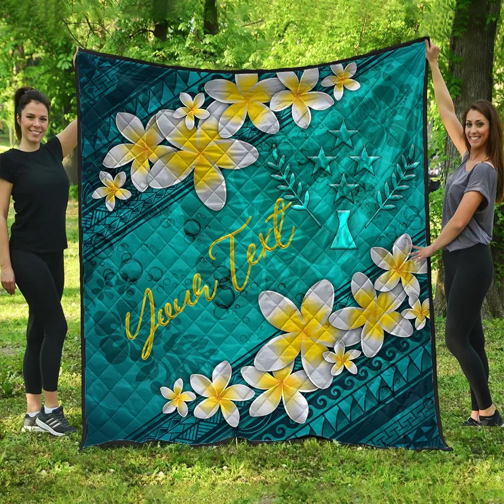 Kosrae Polynesian Custom Personalised Quilt - Plumeria With Blue Ocean