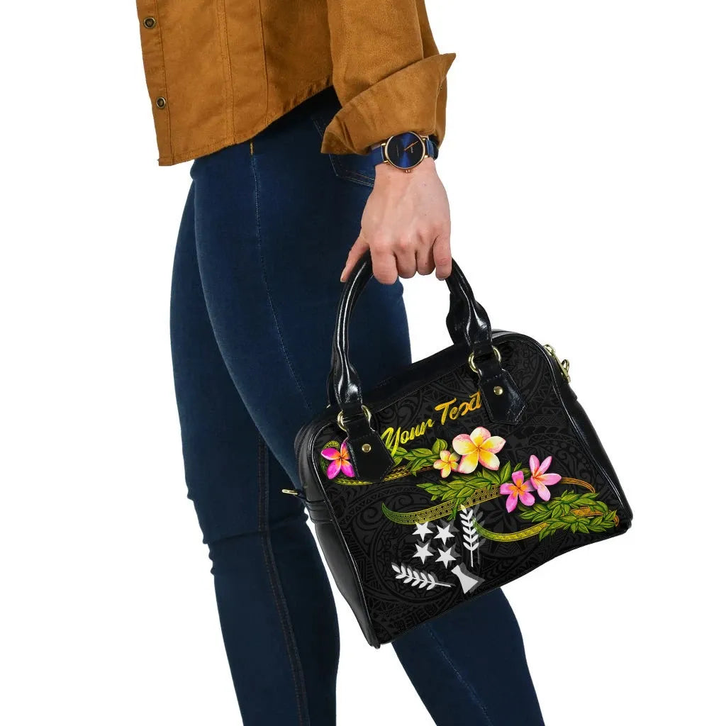 Kosrae Polynesian Custom Personalised Shoulder Handbag - Plumeria Tribal