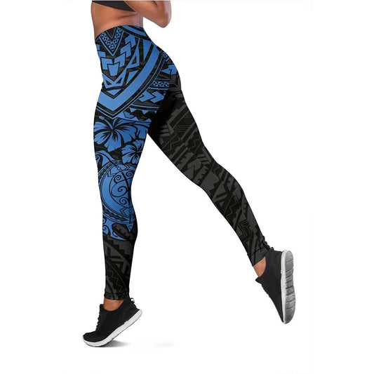 Kosrae Polynesian Legging (Women) - Blue Turtle