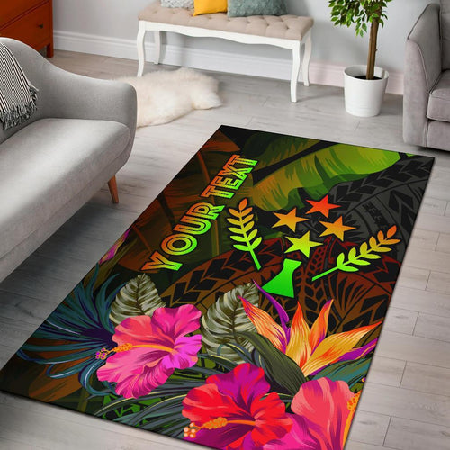 Kosrae Polynesian Personalised Area Rug - Hibiscus and Banana Leaves