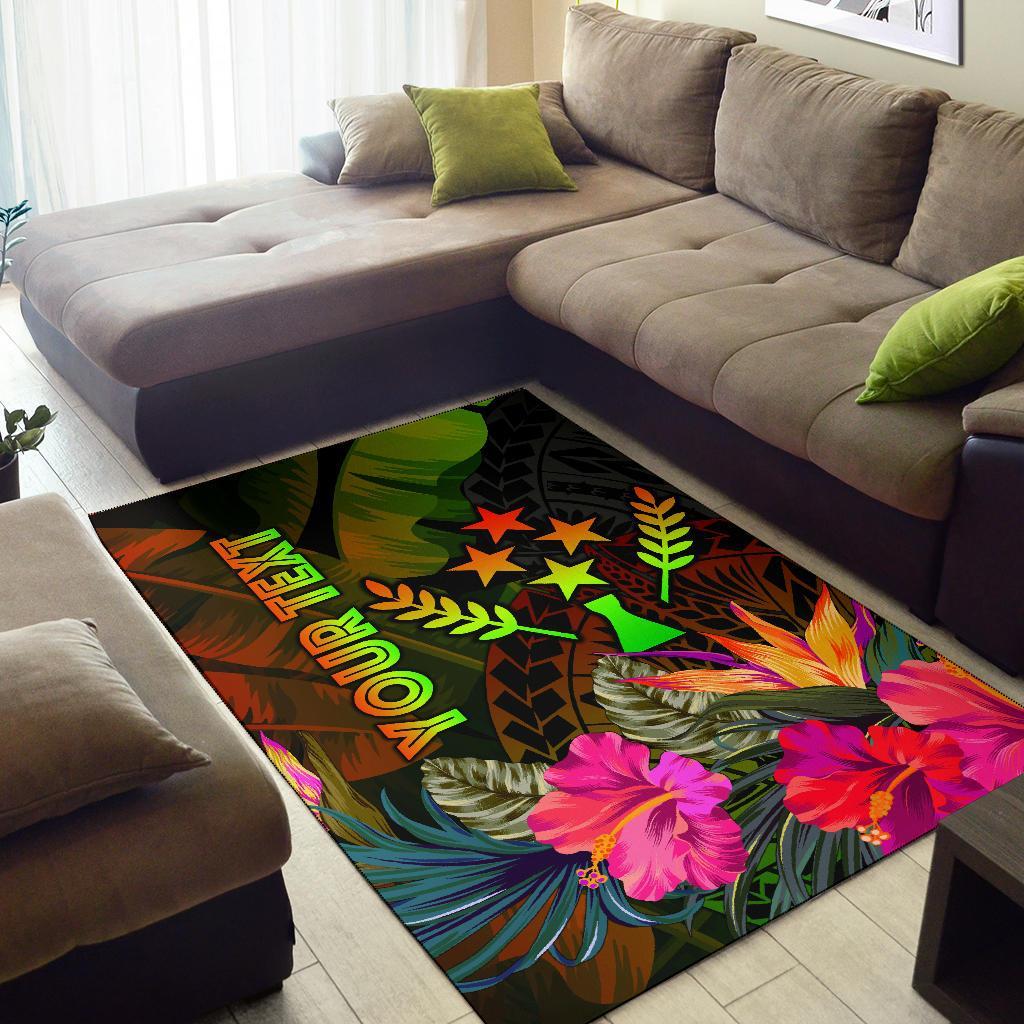 Kosrae Polynesian Personalised Area Rug - Hibiscus and Banana Leaves