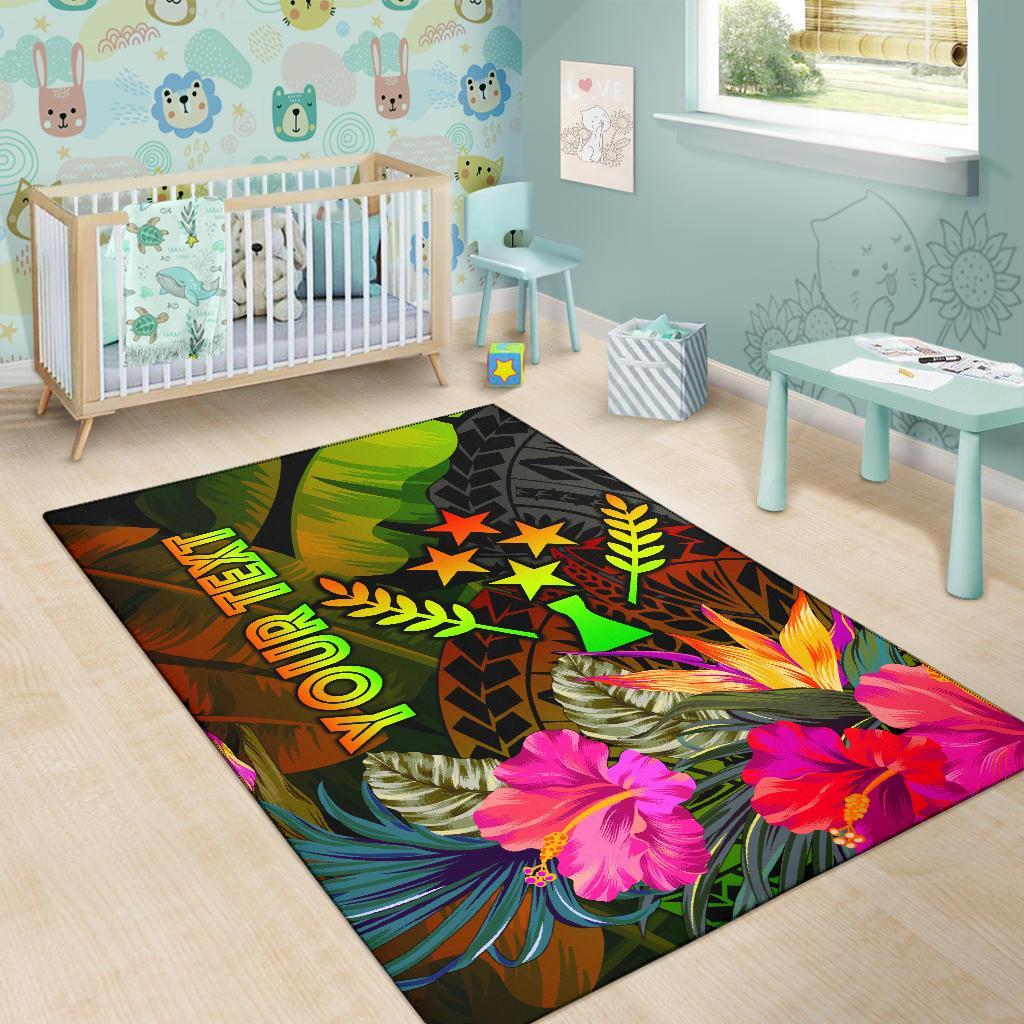 Kosrae Polynesian Personalised Area Rug - Hibiscus and Banana Leaves