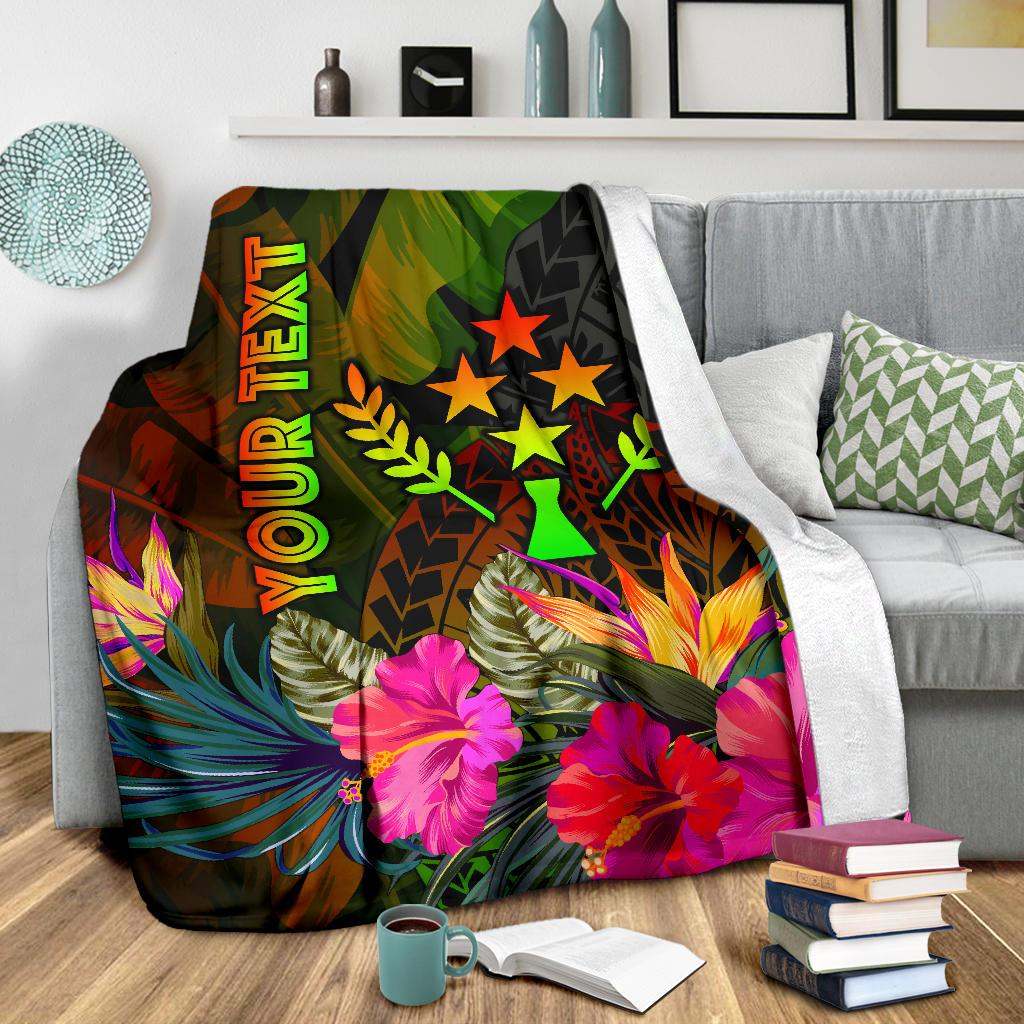 Kosrae Polynesian Personalised Premium Blanket -  Hibiscus and Banana Leaves