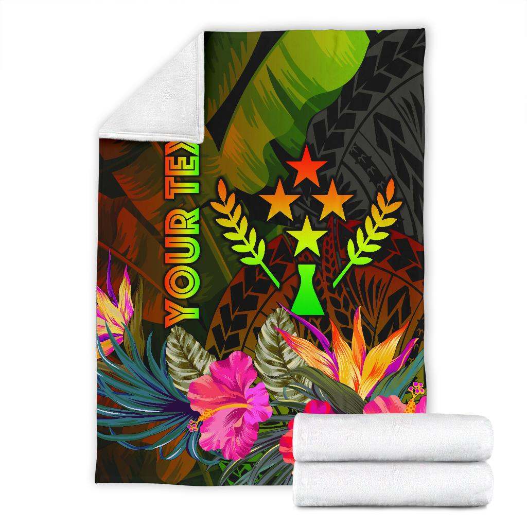 Kosrae Polynesian Personalised Premium Blanket -  Hibiscus and Banana Leaves