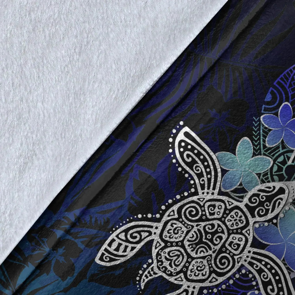 Kosrae Polynesian Premium Blanket - Blue Turtle Couple