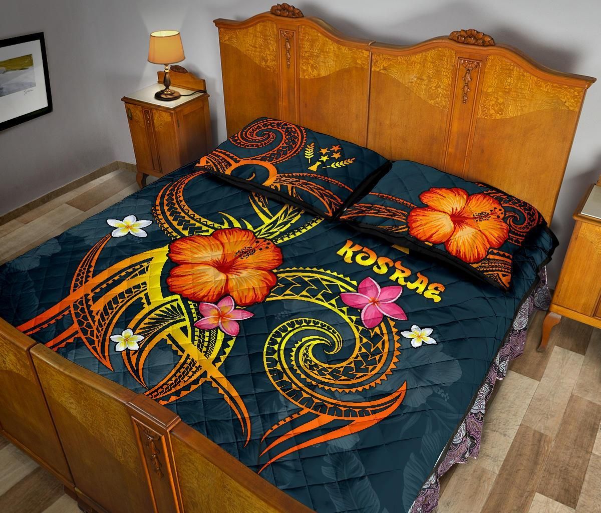 Kosrae Polynesian Quilt Bed Set - Legend of Kosrae (Blue)