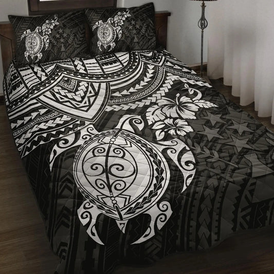 Kosrae Polynesian Quilt Bed Set - White Turtle