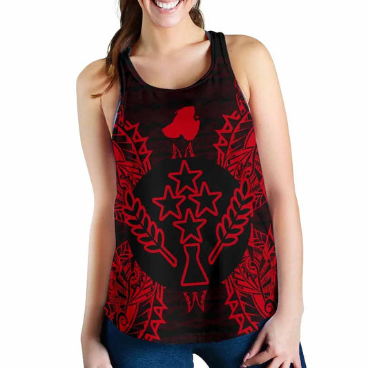 Kosrae Polynesian Women Tank Top Map Red