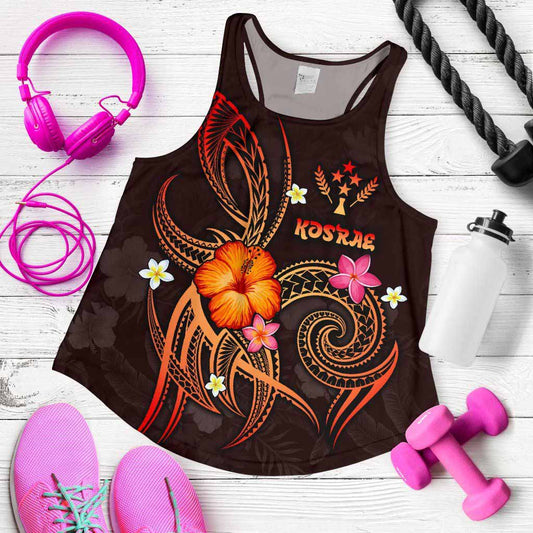 Kosrae Polynesian Women Racerback Tank - Legend of Kosrae (Red)