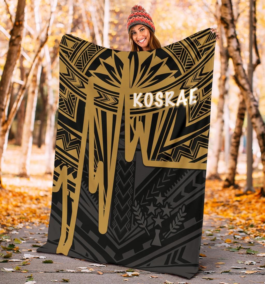 Kosrae Premium Blanket - Kosrae Seal In Heartbeat Patterns Style (Gold)