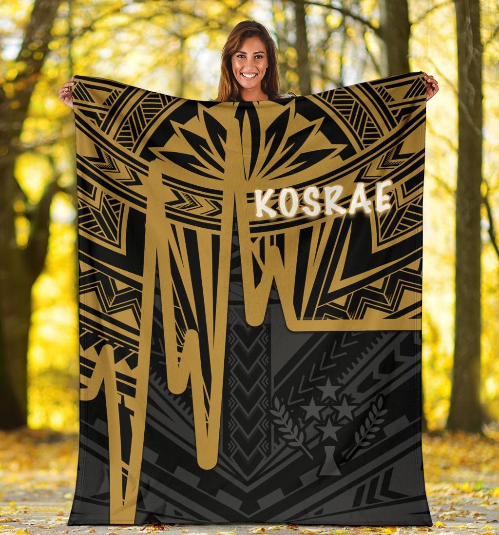 Kosrae Premium Blanket - Kosrae Seal In Heartbeat Patterns Style (Gold)