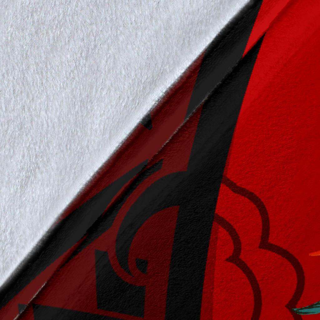 Kosrae Premium Blanket - Polynesian Hook And Hibiscus (Red)