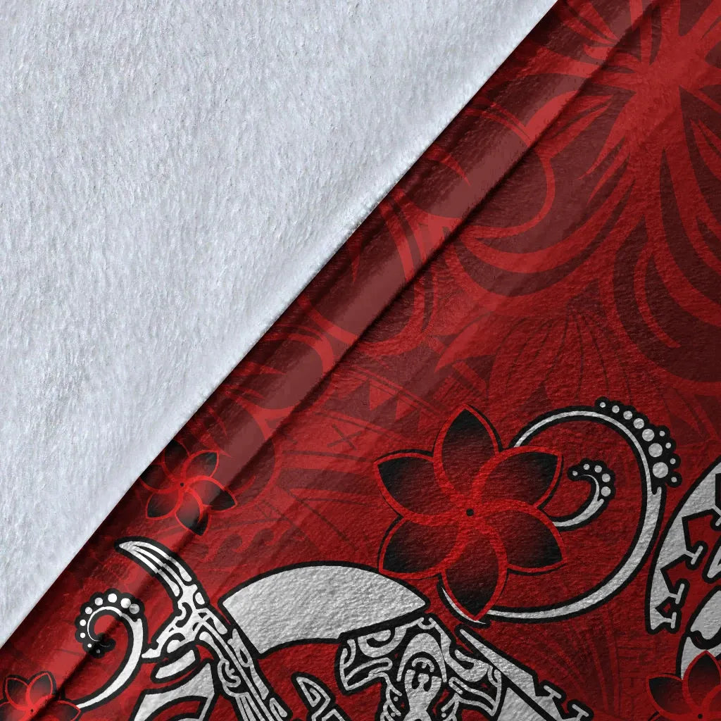 Kosrae Premium Blanket - Turtle Plumeria (Red)