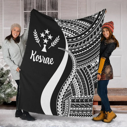 Kosrae Premium Blanket - White Polynesian Tentacle Tribal Pattern