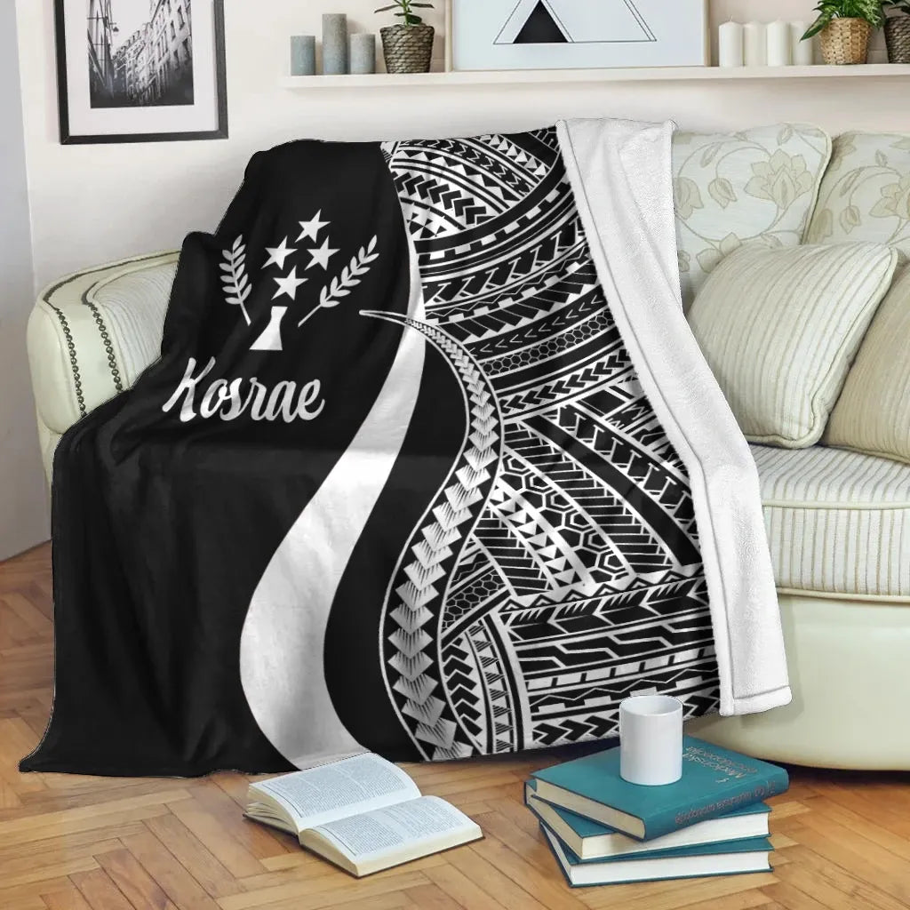 Kosrae Premium Blanket - White Polynesian Tentacle Tribal Pattern