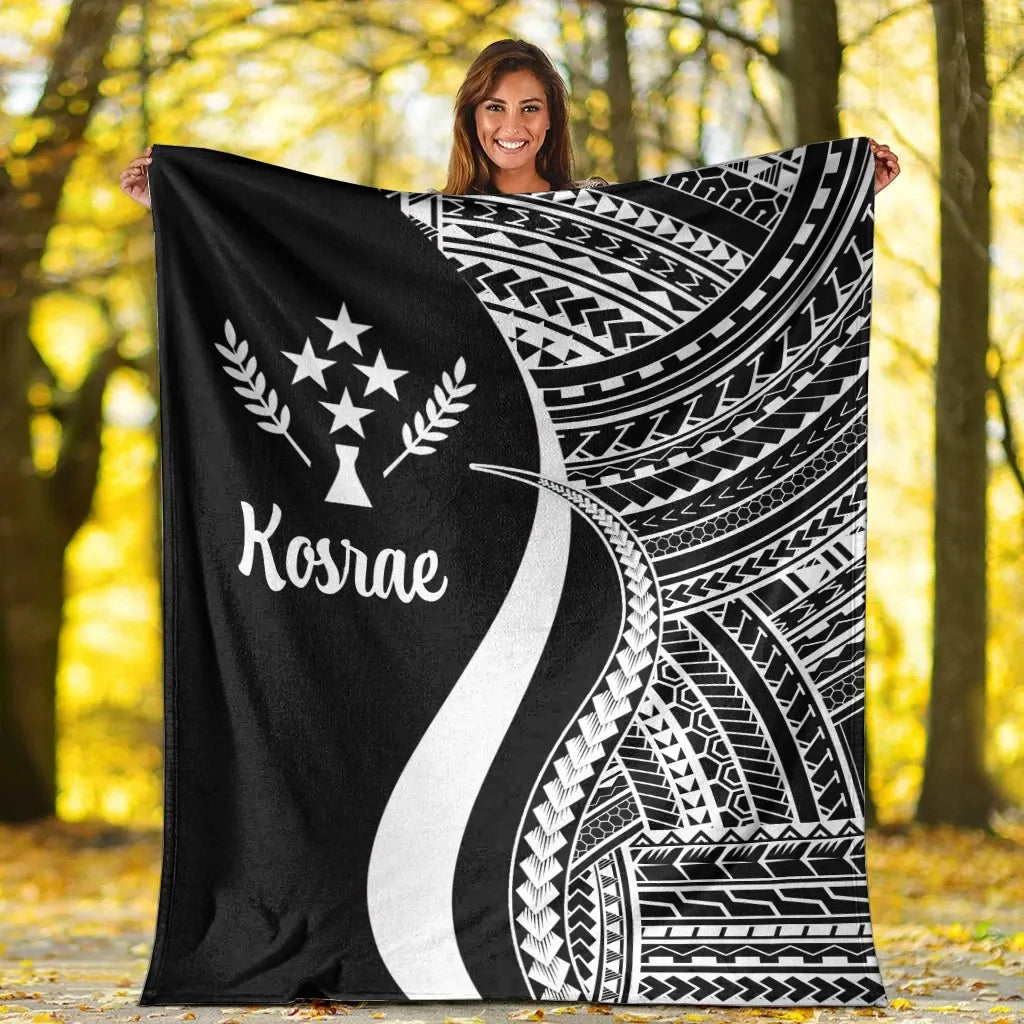 Kosrae Premium Blanket - White Polynesian Tentacle Tribal Pattern