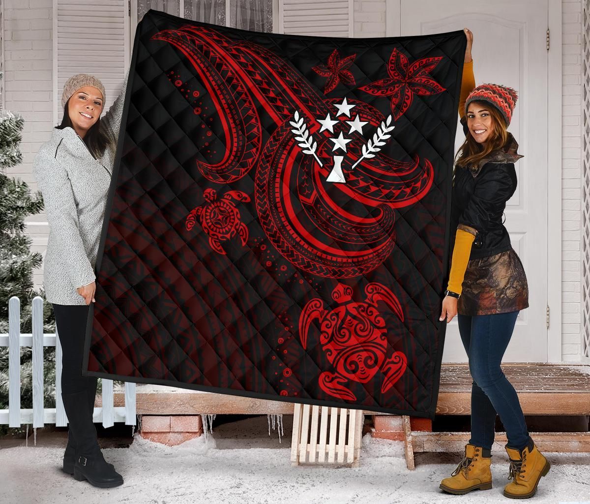 Kosrae Premium Quilt - Red Turtle