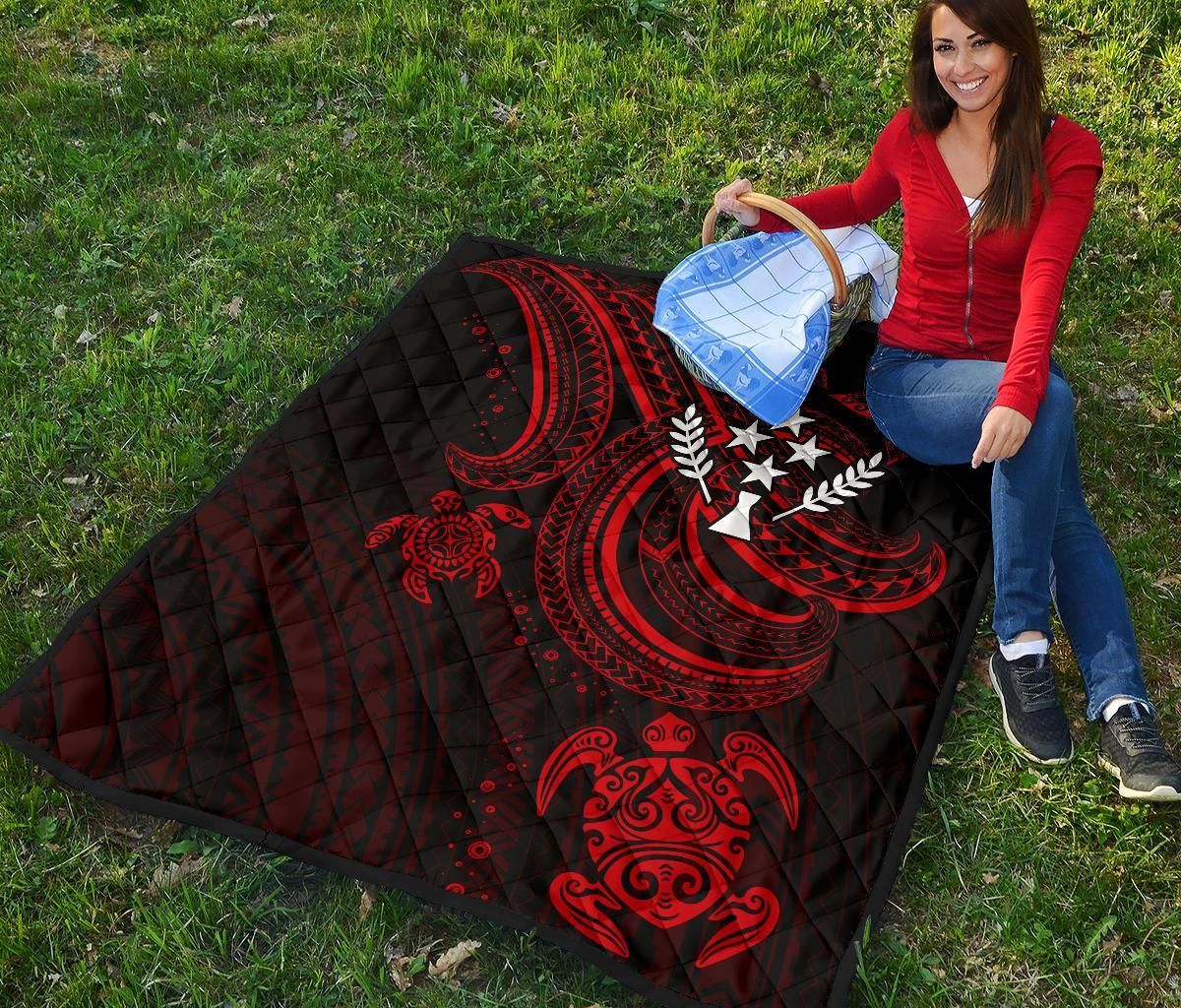 Kosrae Premium Quilt - Red Turtle