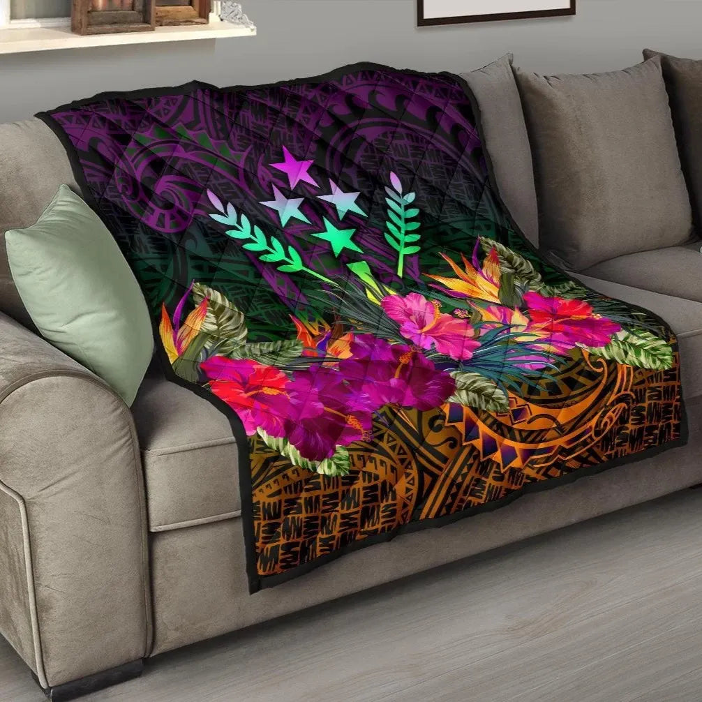 Kosrae Premium Quilt - Summer Hibiscus