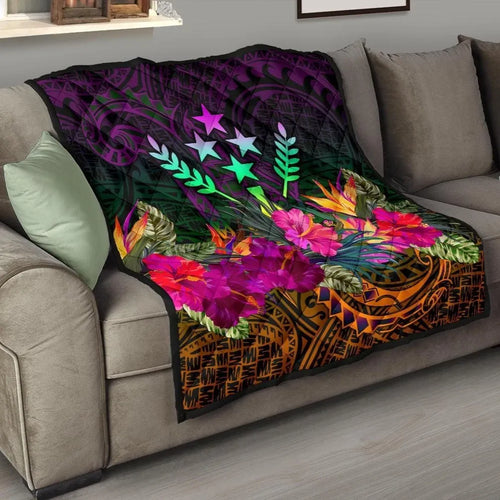 Kosrae Premium Quilt - Summer Hibiscus