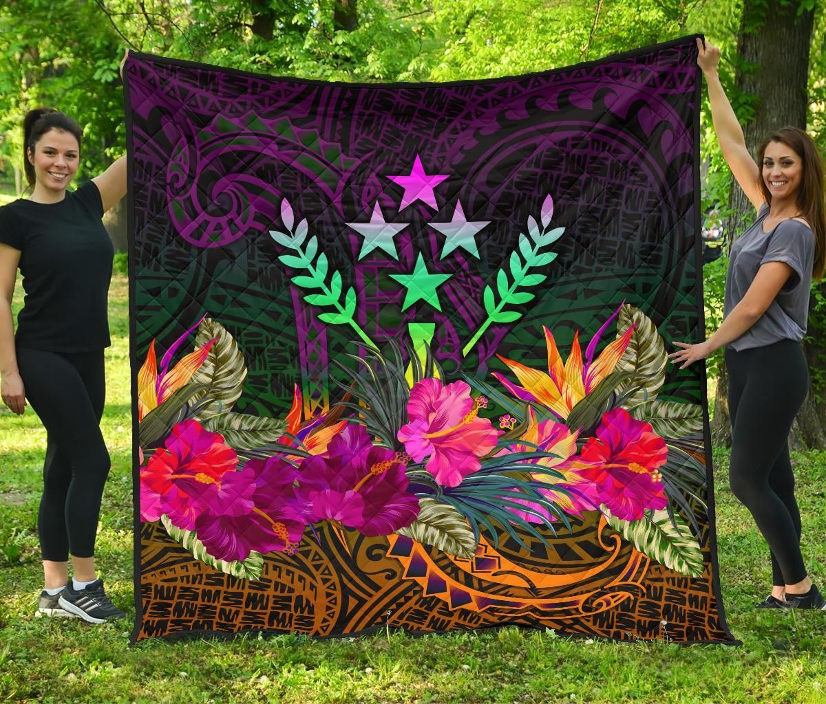 Kosrae Premium Quilt - Summer Hibiscus