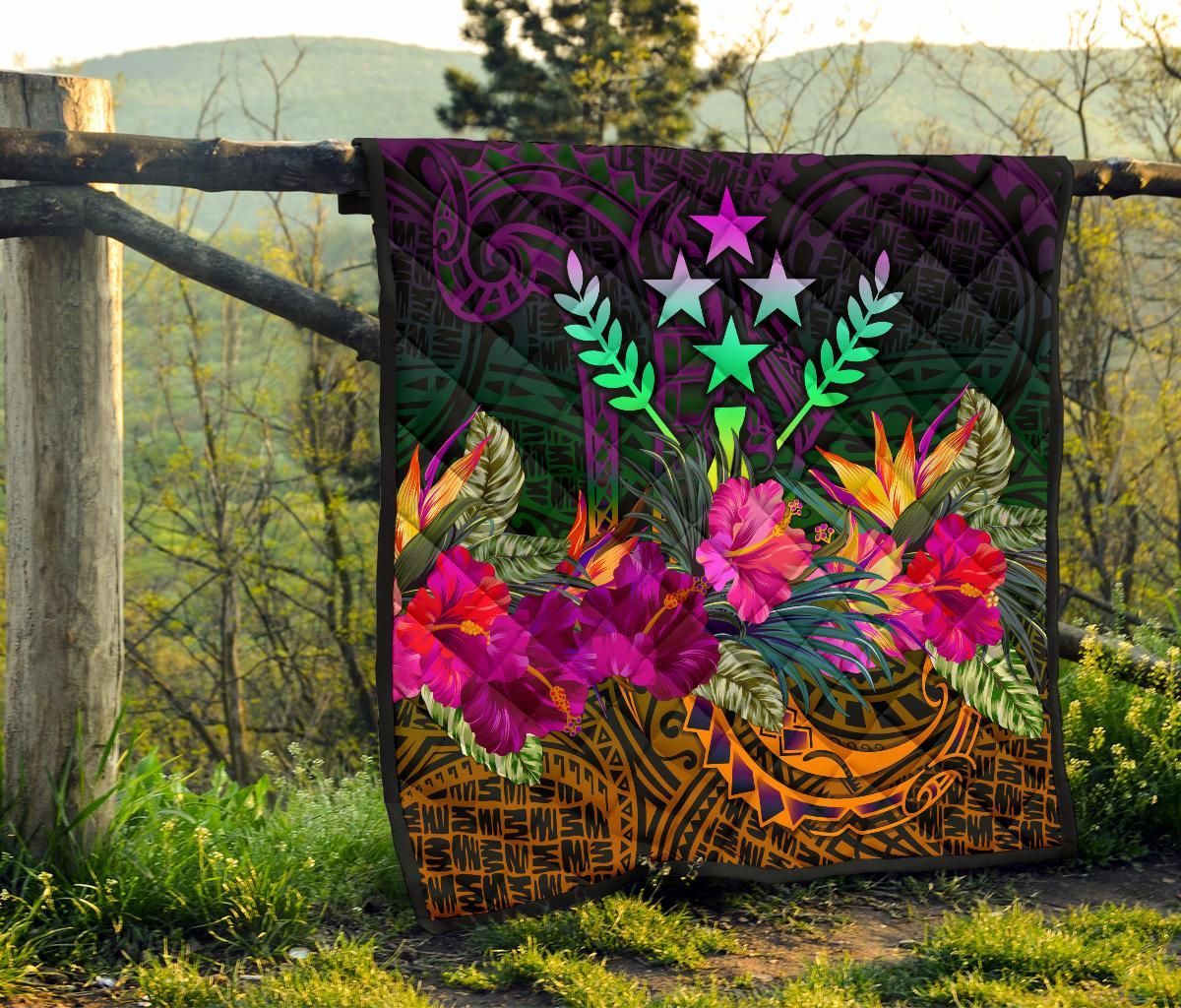 Kosrae Premium Quilt - Summer Hibiscus
