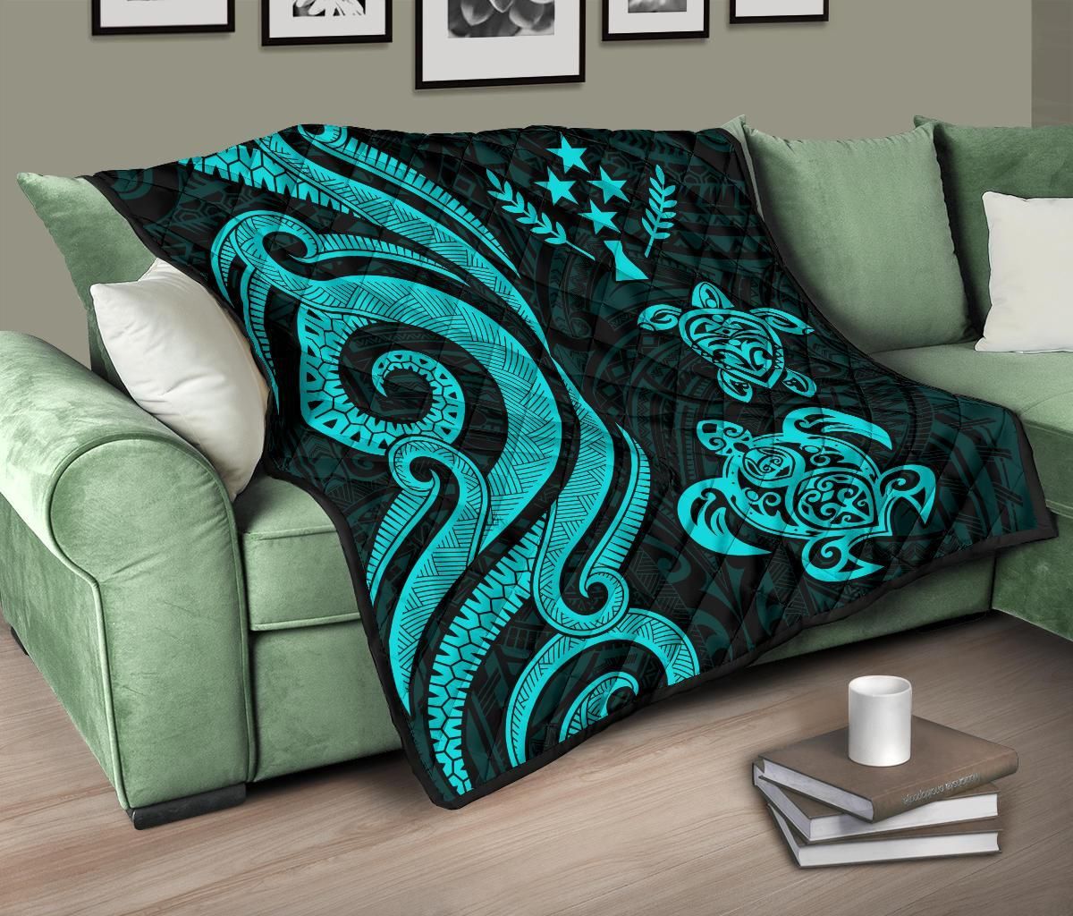 Kosrae Premium Quilt - Turquoise Tentacle Turtle