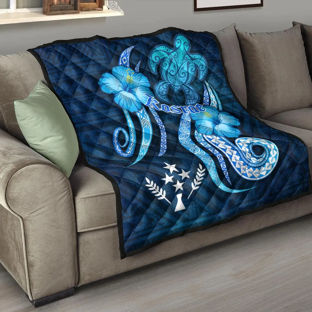 Kosrae Premium Quilt - Turtle and Tribal Tattoo Of Polynesian