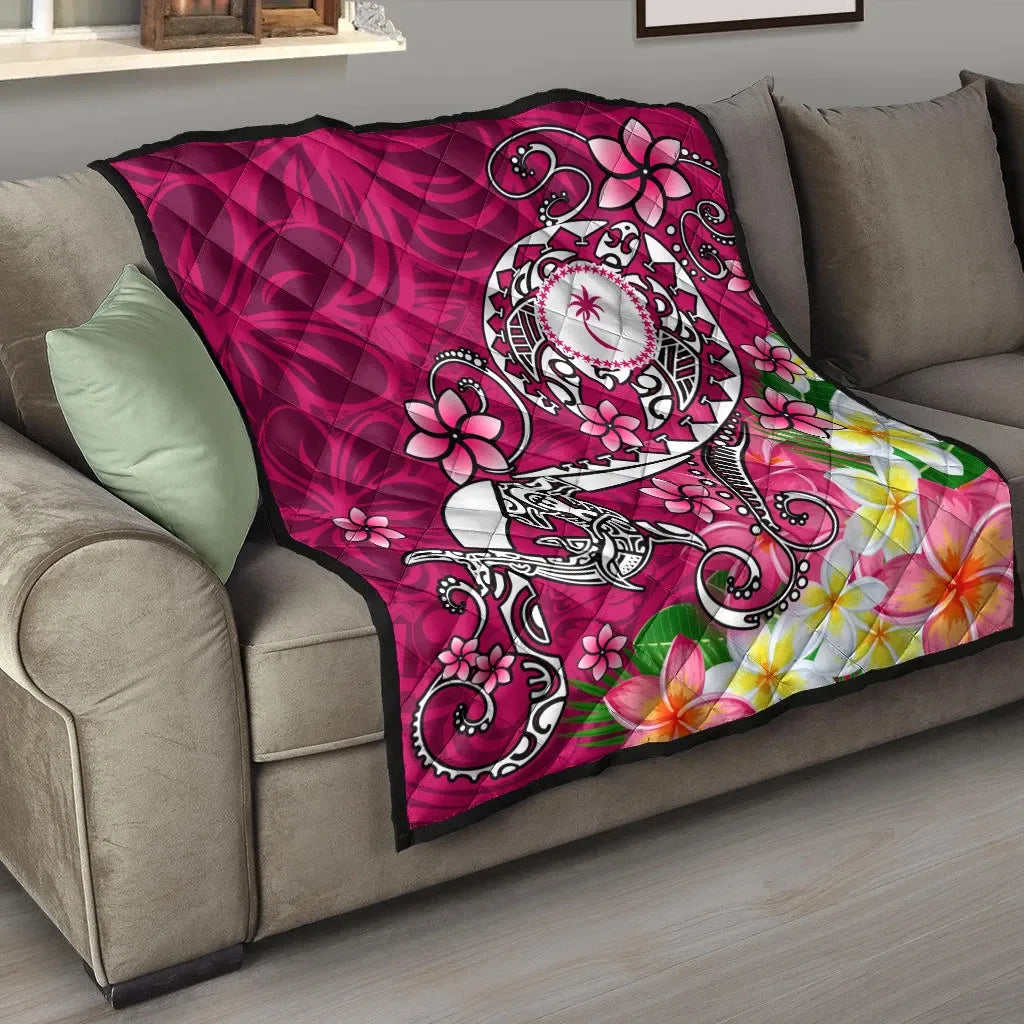 Kosrae Premium Quilt - Turtle Plumeria (Pink)