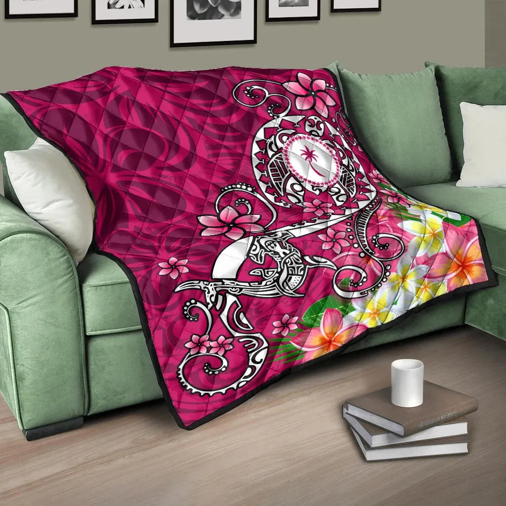 Kosrae Premium Quilt - Turtle Plumeria (Pink)