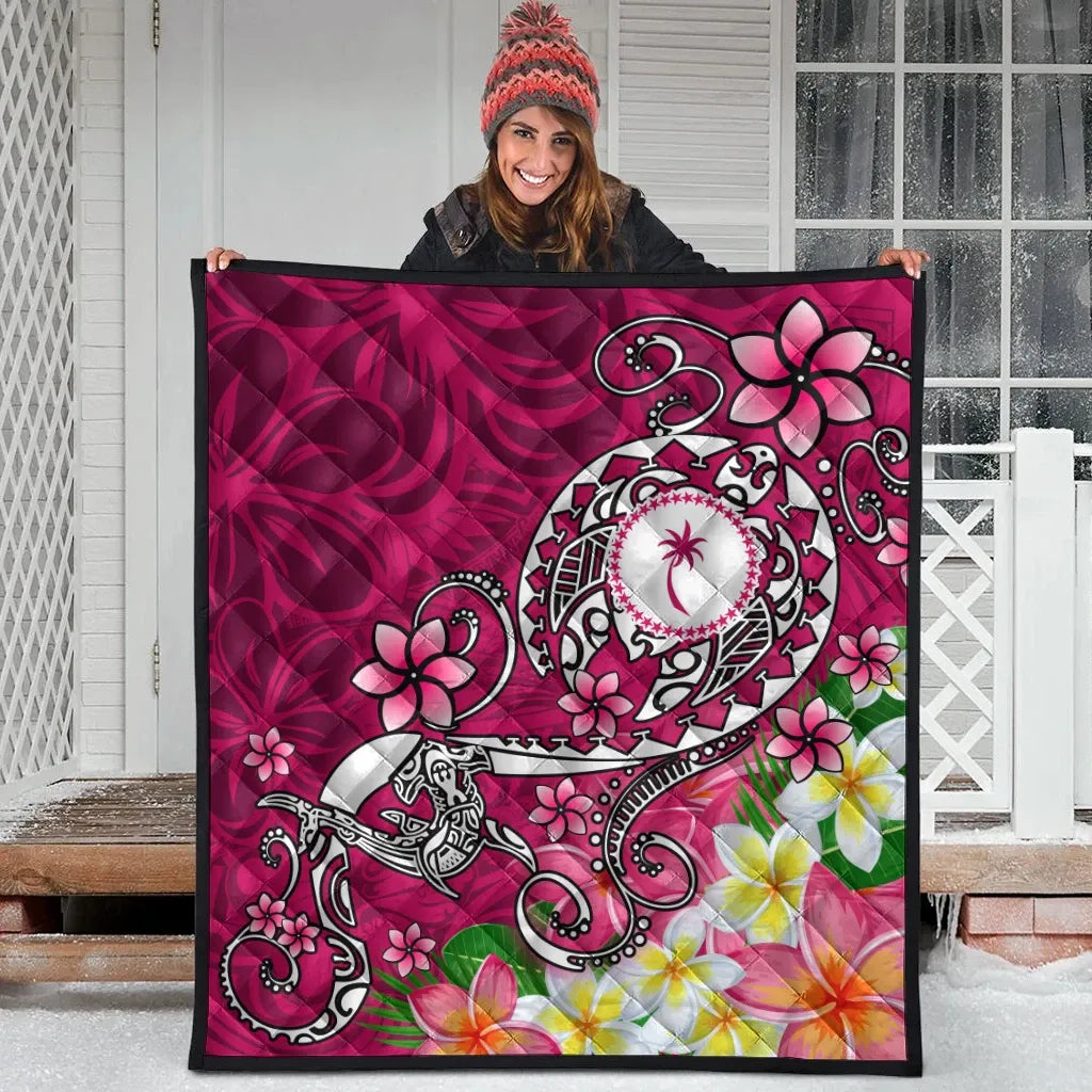 Kosrae Premium Quilt - Turtle Plumeria (Pink)