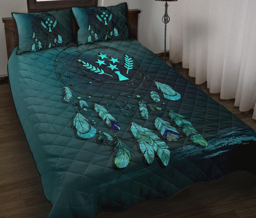 Kosrae Polynesian Quilt Bed Set Dreamcatcher Blue