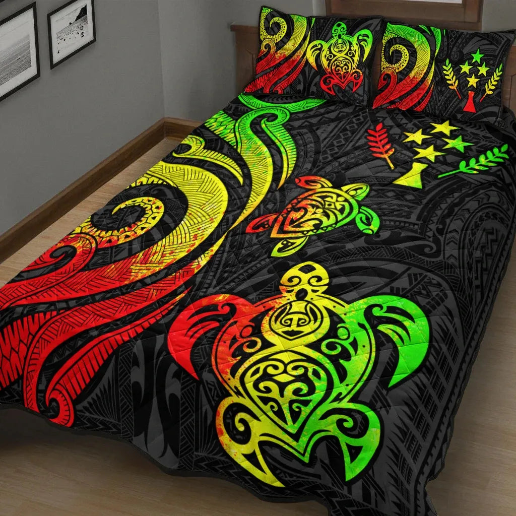 Kosrae Quilt Bed Set - Reggae Tentacle Turtle