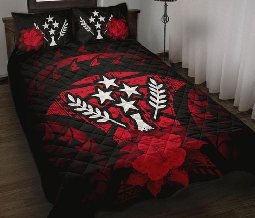 Kosrae Polynesian Quilt Bed Set Hibiscus Red