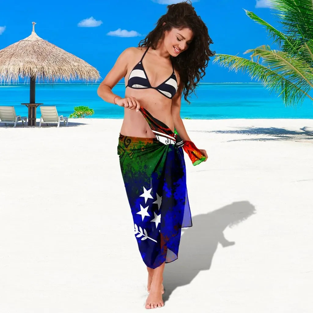 Kosrae Sarong - Tropical Leaf Rainbow Color