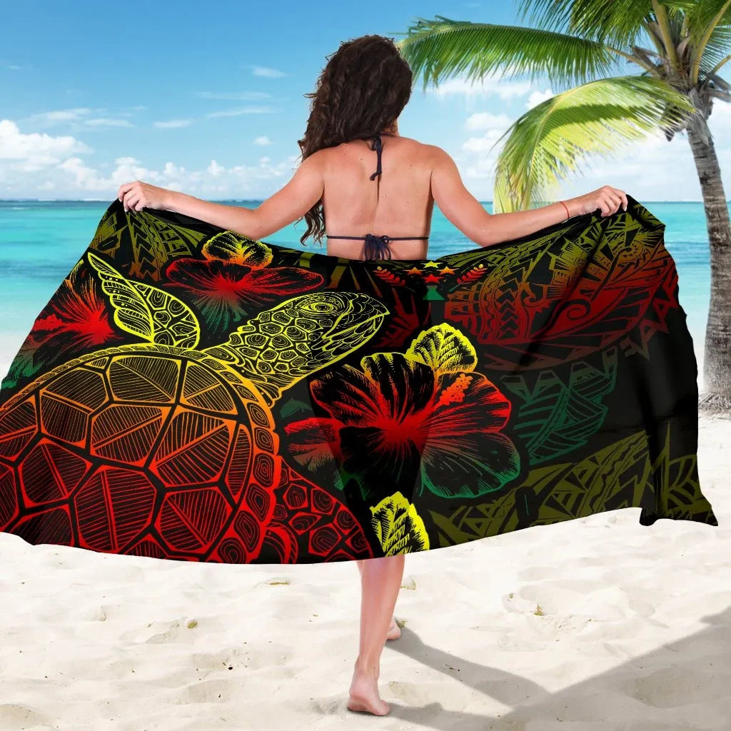 Kosrae Sarong - Turtle Hibiscus Pattern Reggae