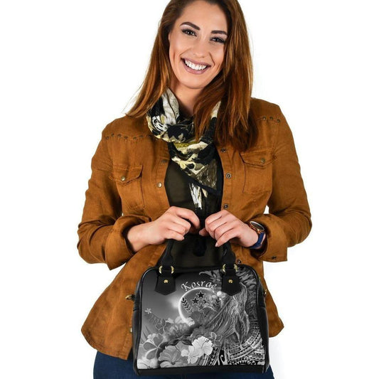 Kosrae Shoulder Handbag - Humpback Whale With Tropical Flowers (White)