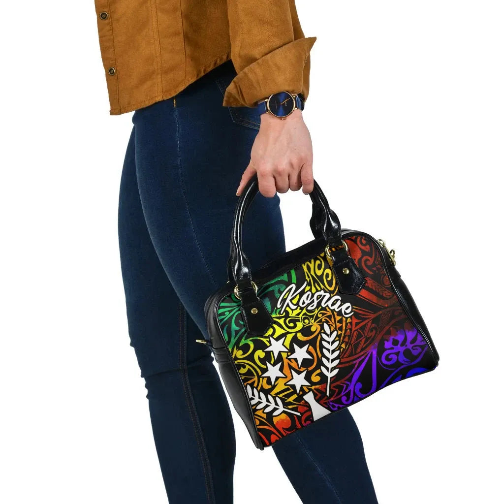 Kosrae Shoulder Handbag - Rainbow Polynesian Pattern