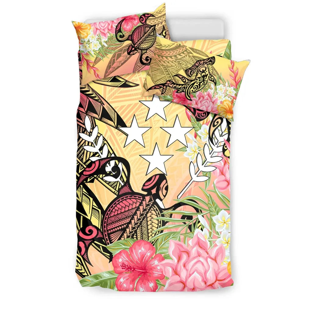 Kosrae State Bedding Set - Flowers Tropical With Sea Animals