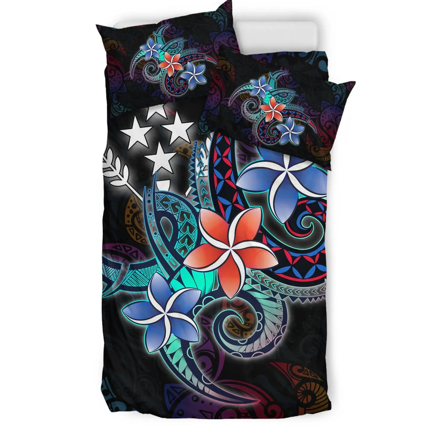 Kosrae State Bedding Set - Plumeria Flowers Style