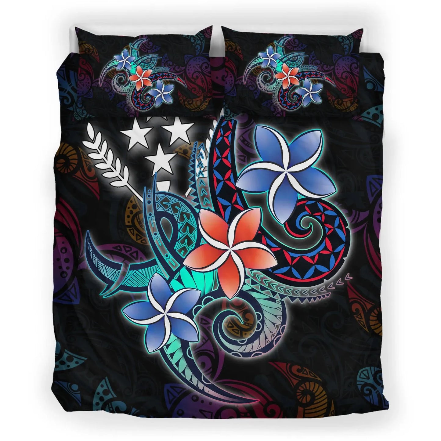 Kosrae State Bedding Set - Plumeria Flowers Style