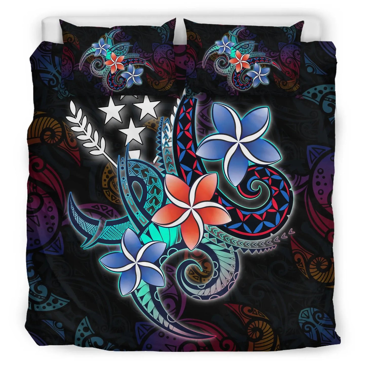 Kosrae State Bedding Set - Plumeria Flowers Style